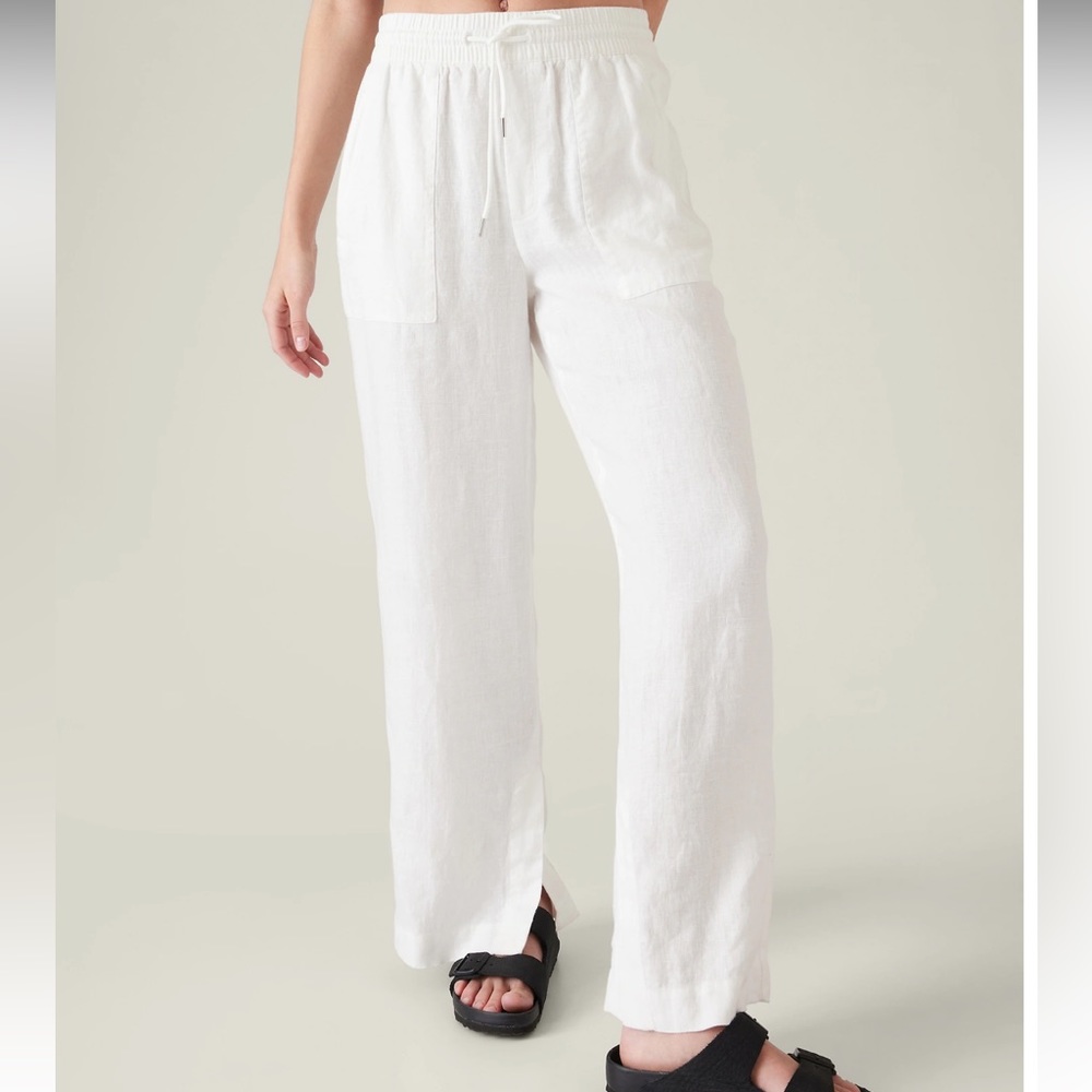 Athleta Women’s Retreat Linen Wide Leg Pant in Calla Lily Size 2 - Picture 3 of 12